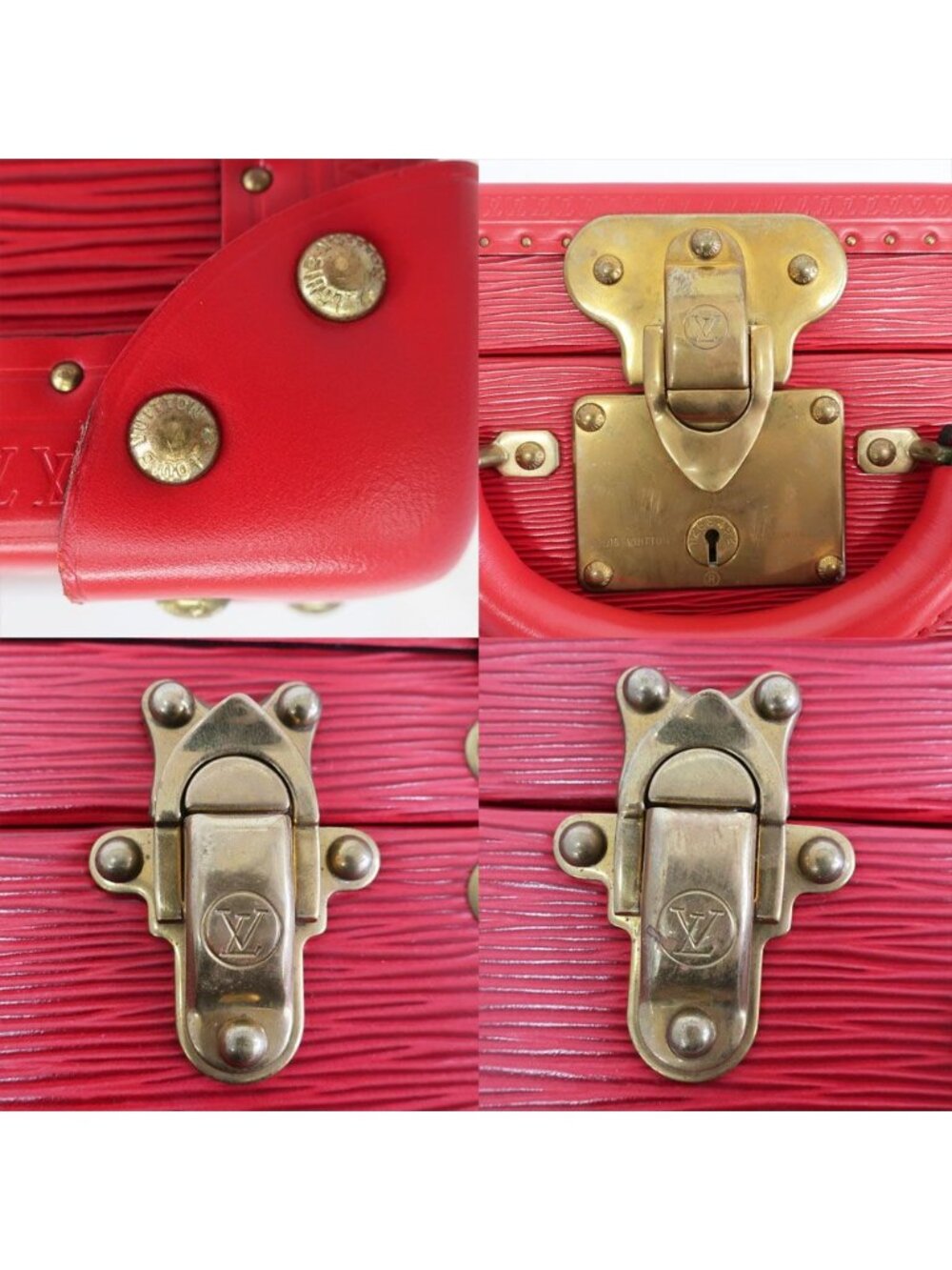 Louis Vuitton Ten Coteville 40 Trunk Case Epi Leather Red Gold Travel - Picture 8 of 10